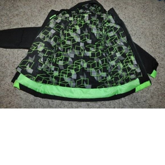 Boys All Weather Jacket 4/5 Black Green 4 in 1 Winter Spring Fall Athletech - Picture 6 of 15